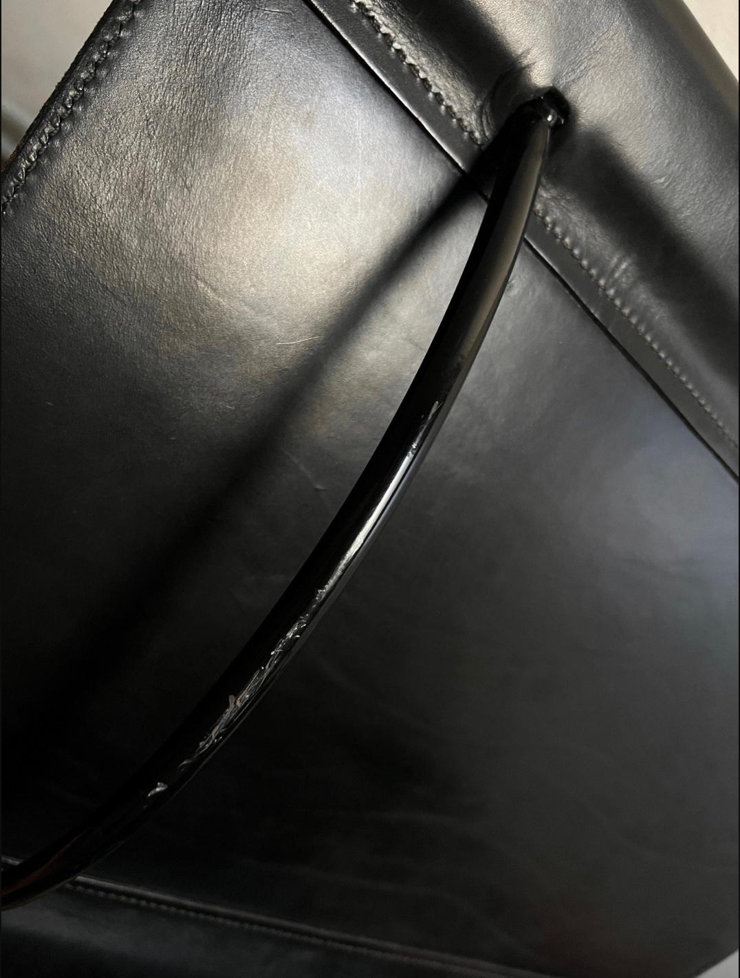 Steel Black Leather Armchair by Carlo Bartoli for Matteo Grassi, Italy, 1980s For Sale