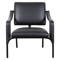 Black Leather Armchair by Jacques Adnet