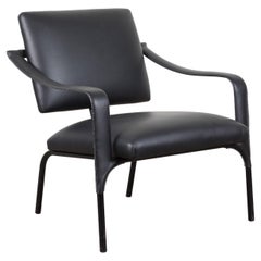 Black Leather Armchair by Jacques Adnet