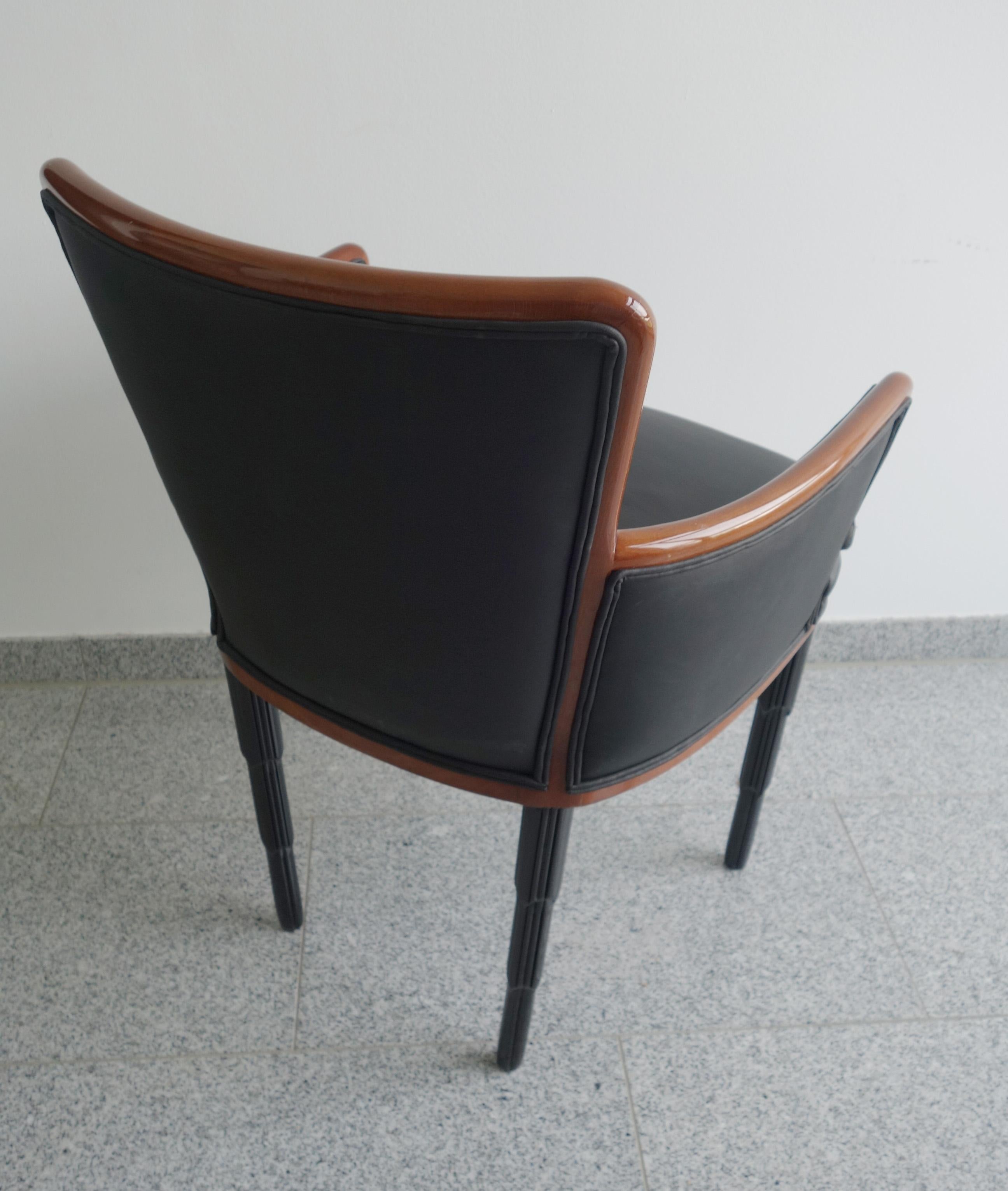 American Classical Black Leather Armchair For Sale