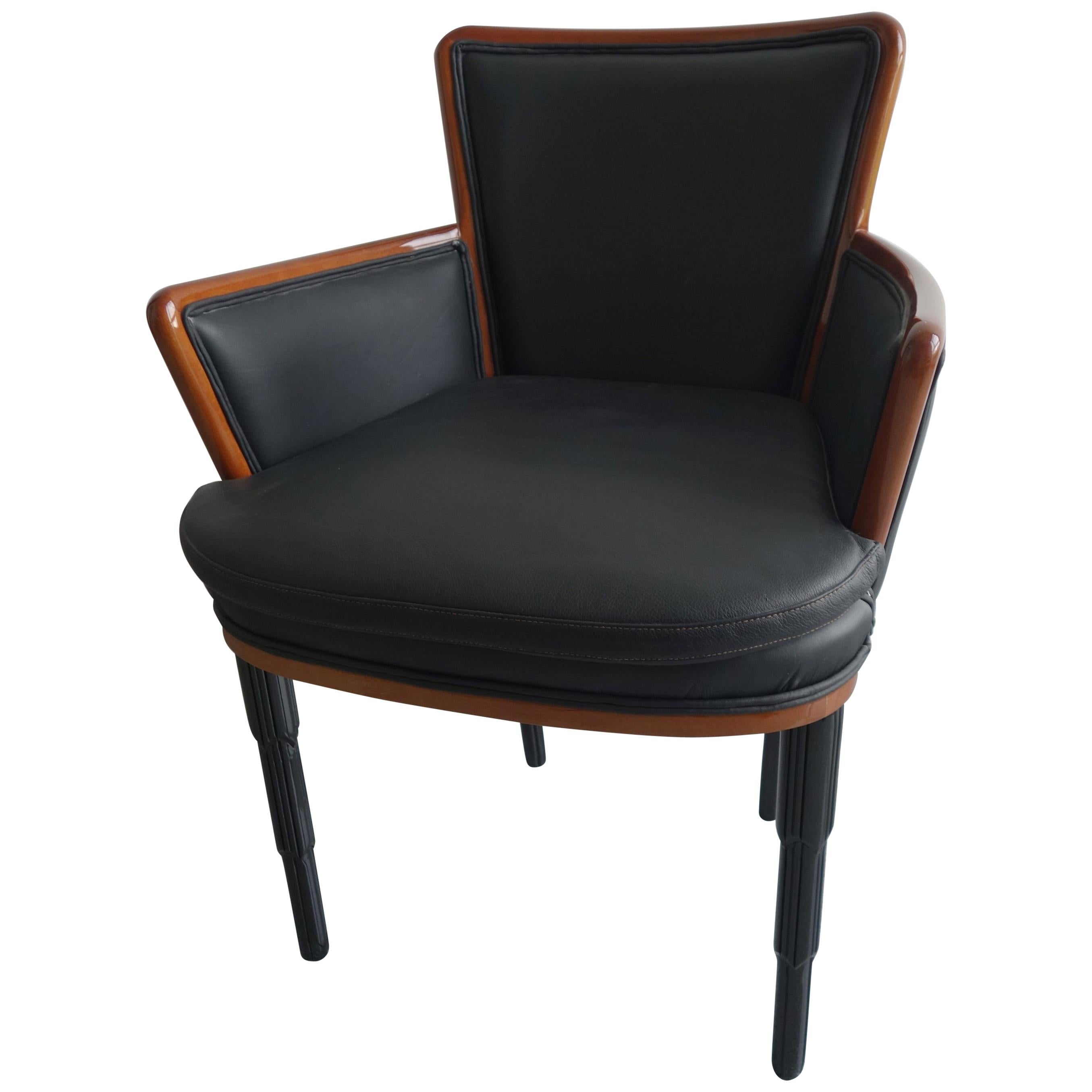 Black Leather Armchair For Sale