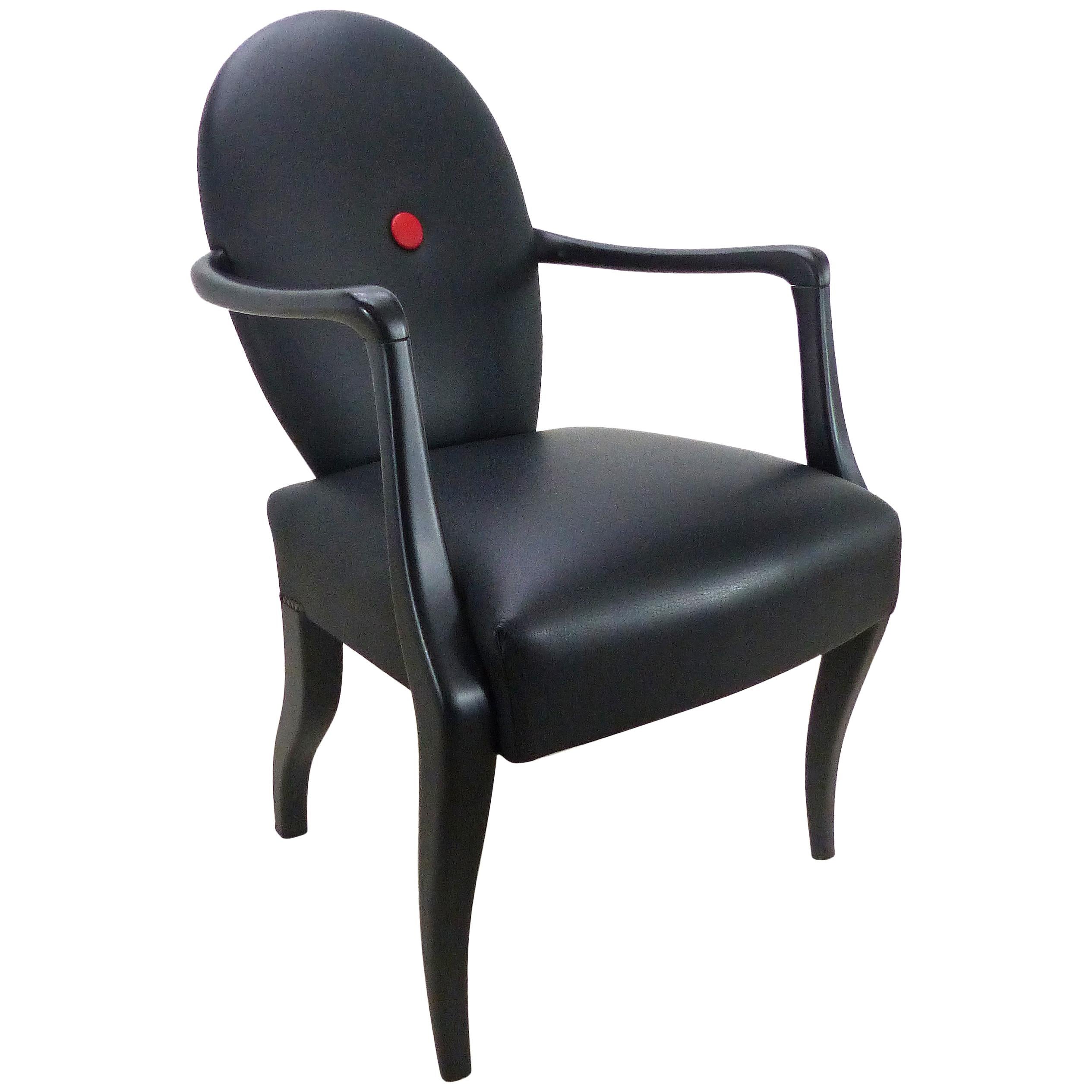 Black Leather Armchair from Belloni of Italy