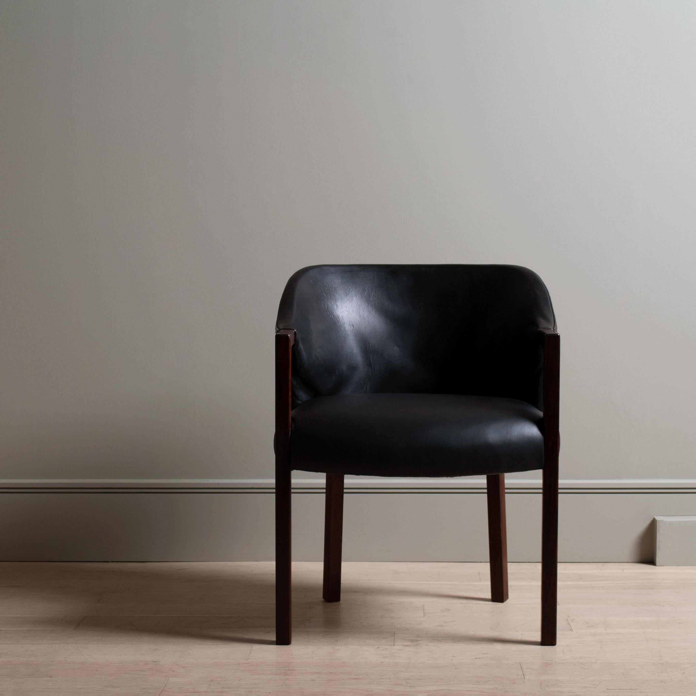Black Leather Armchair, Jacob Kjaer attributed In Good Condition In London, GB