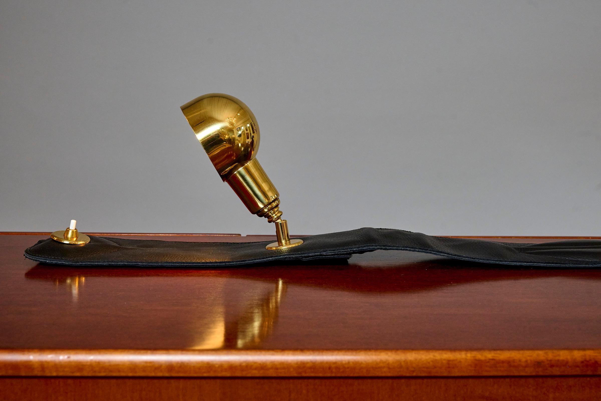 Italian Black Leather Armchair Lamp by Luigi Caccia Dominioni “LP01