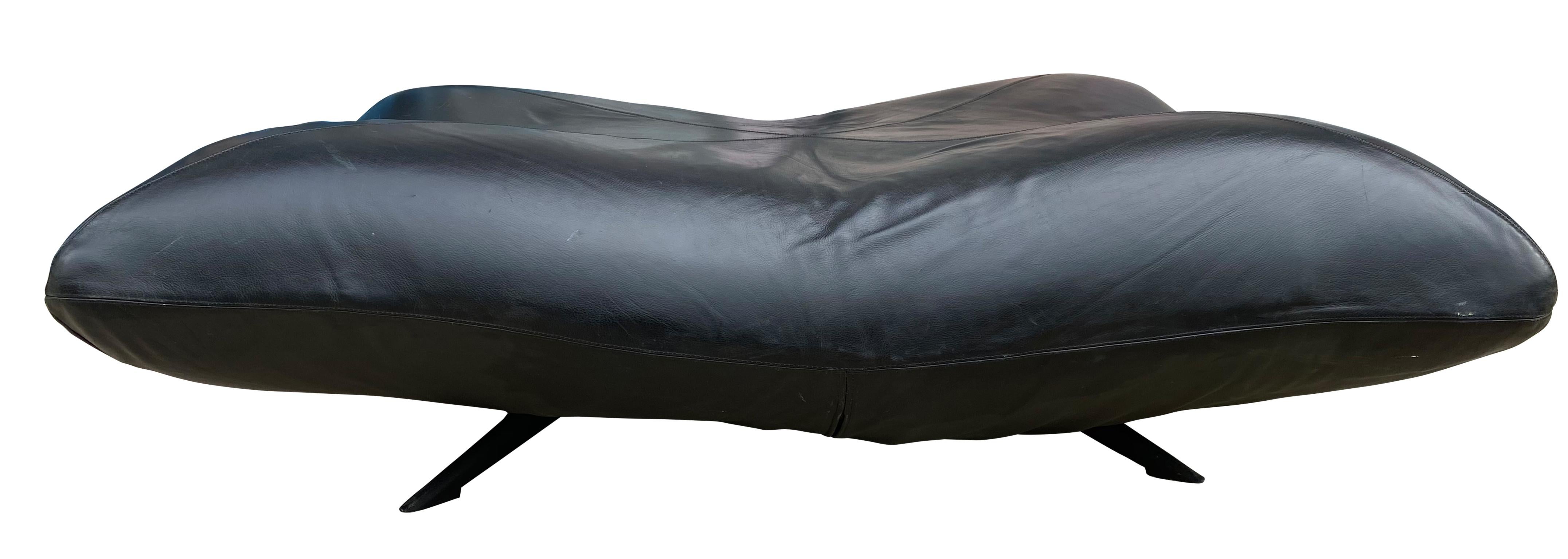 Modern Black Leather Articulating Corner Ribalta Daybed Sofa Forbicini for Arflex Italy