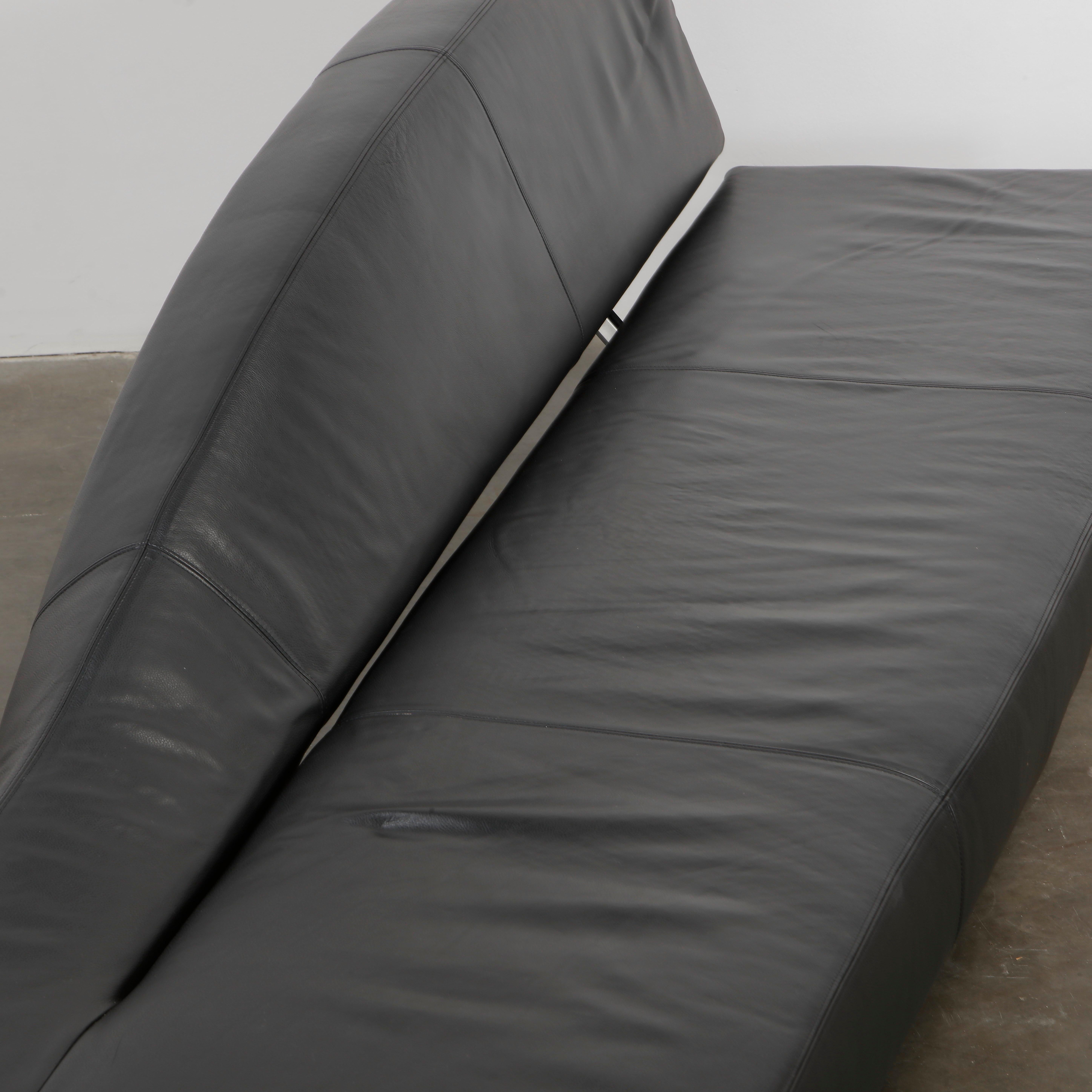 Aspen Sofa aus schwarzem Leder von Jean-Marie Massaud für Cassina, 2005 (Metall) im Angebot