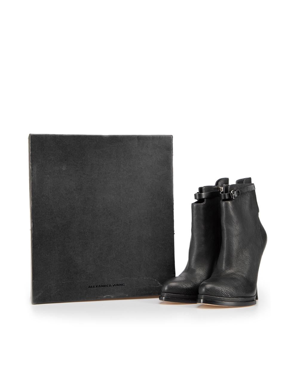 Alexander Wang Black Leather Aymeline Heeled Ankle Boots Size IT 41 For Sale 2