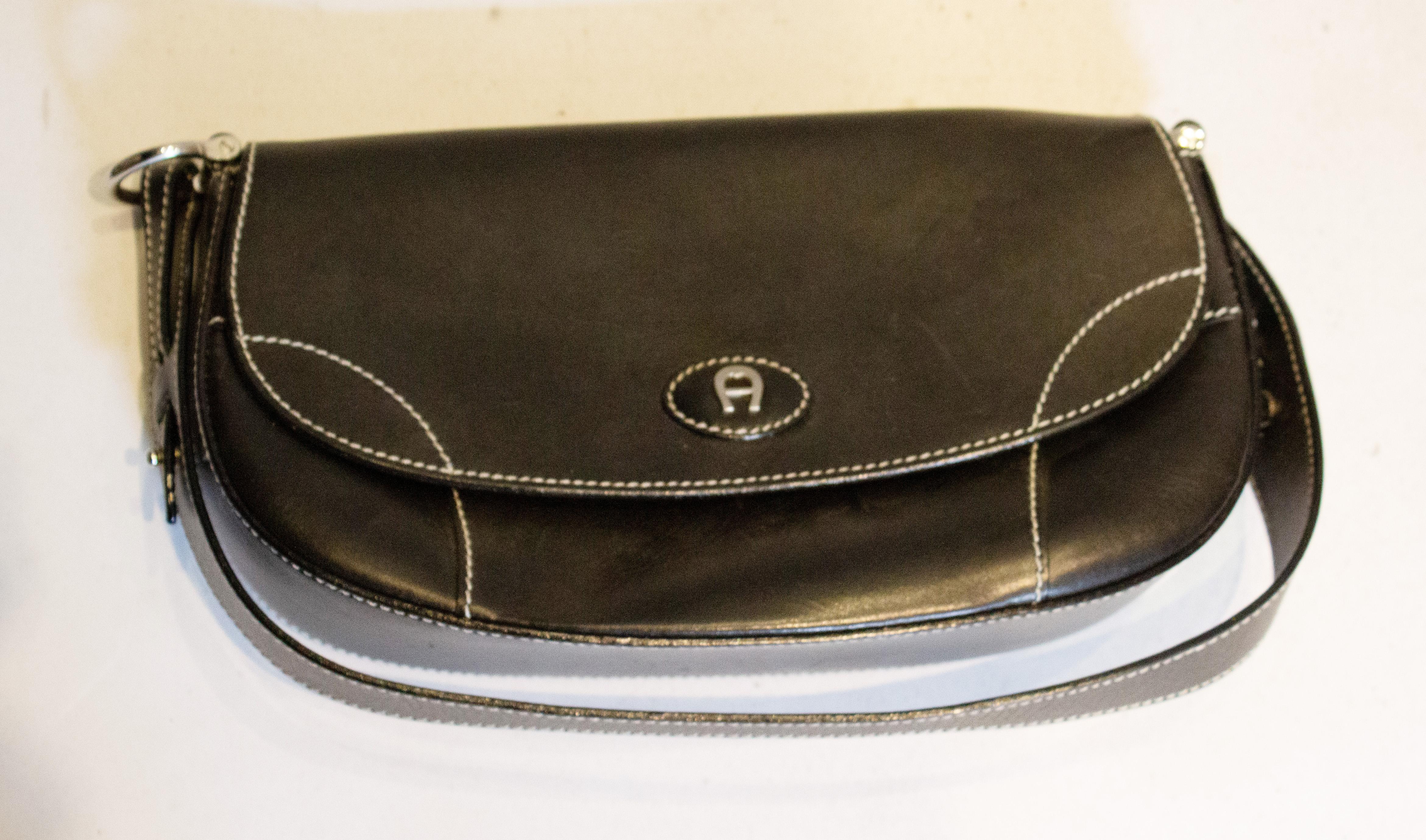 Black Leather Bag by Etienne Aigner In Good Condition In London, GB
