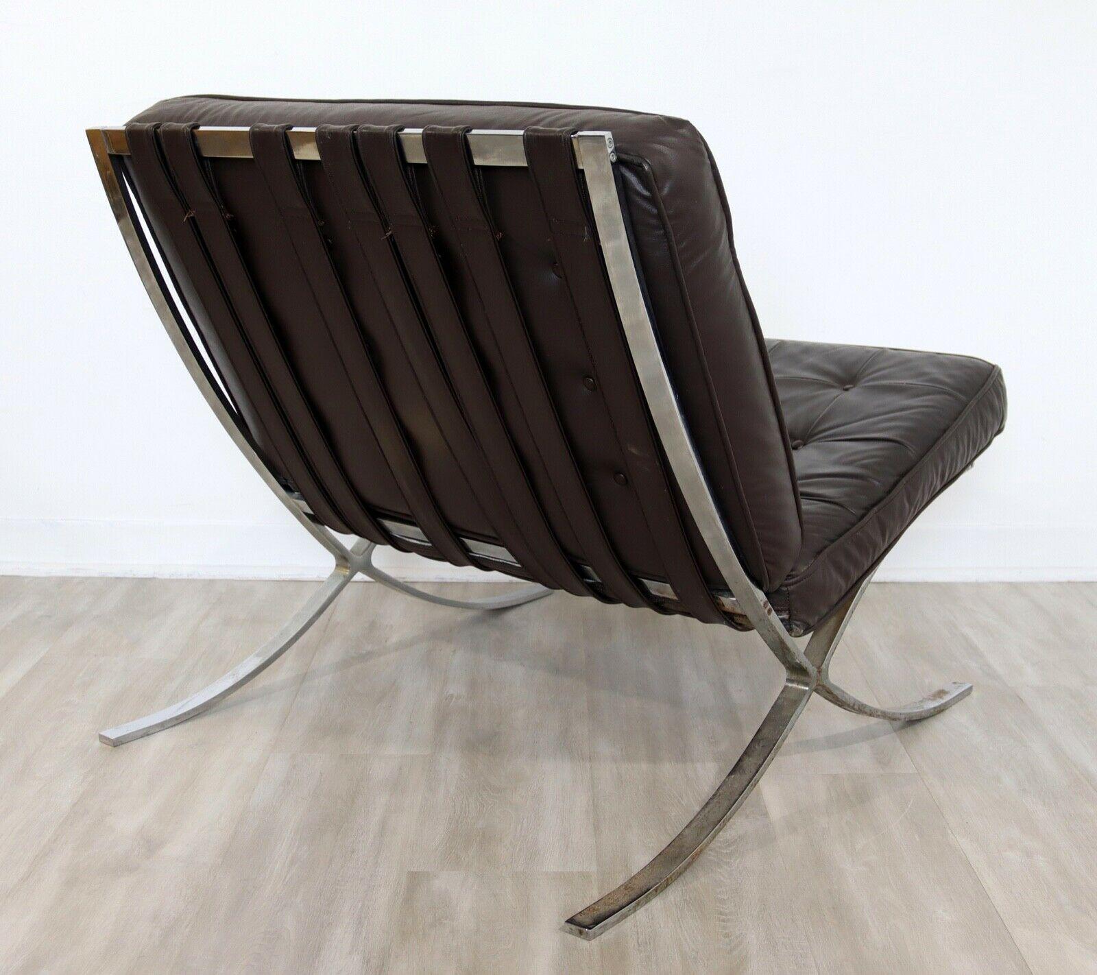 Black Leather Barcelona Chair on Chrome Base by Selig, Italy In Good Condition In Keego Harbor, MI