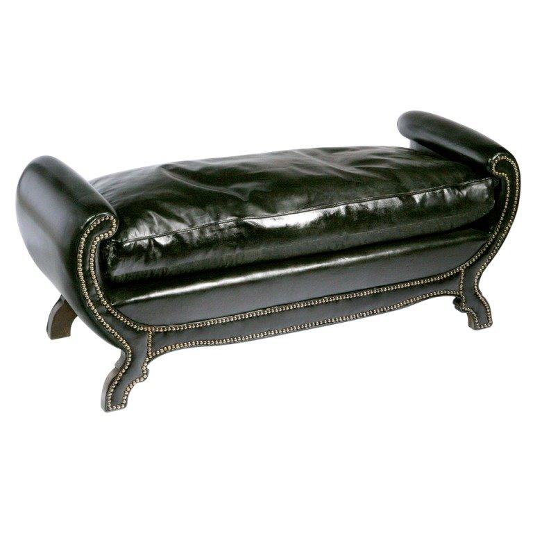 Black Leather Bench at 1stDibs