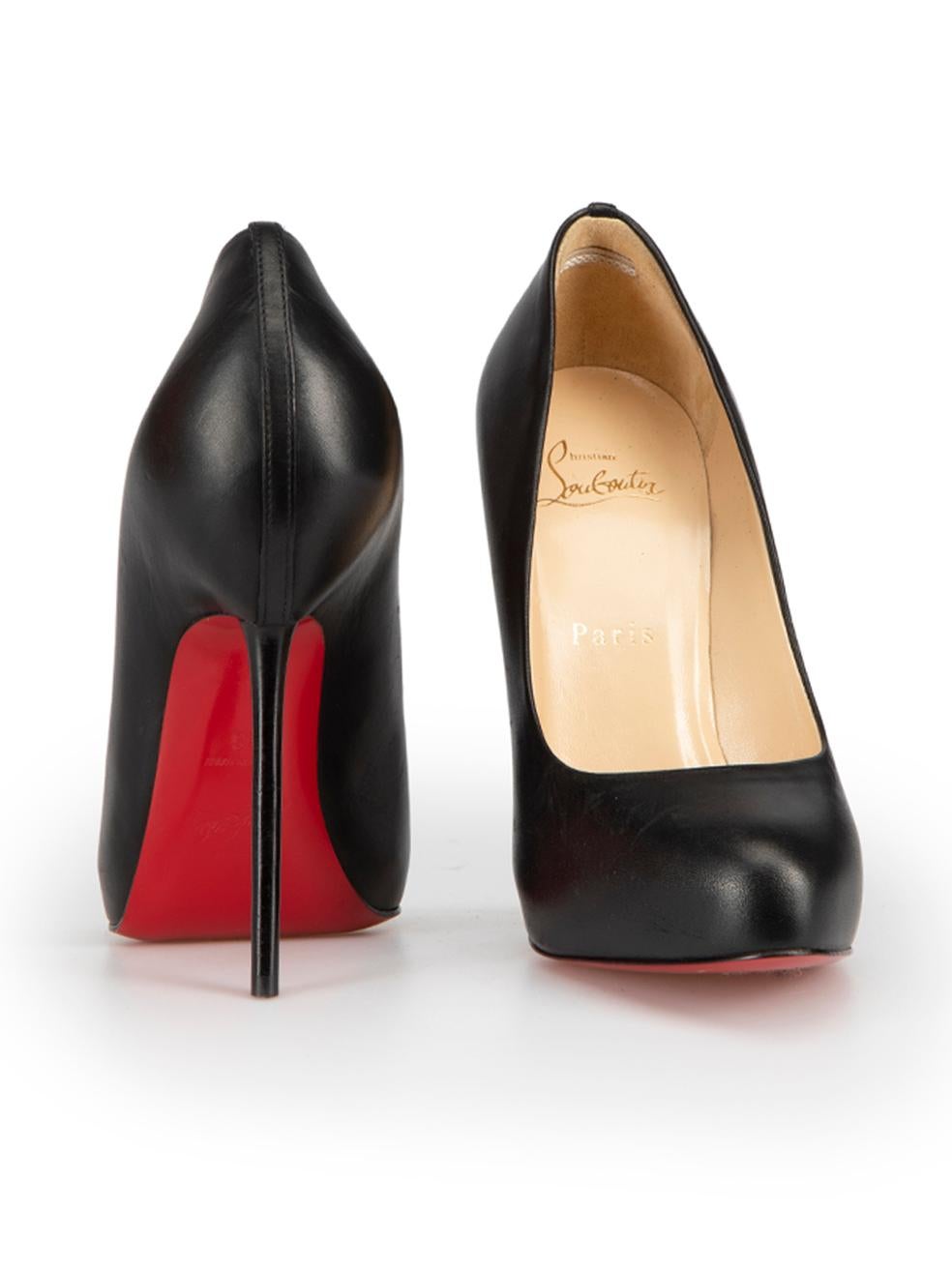 Black Leather Big Stack Platform Pumps Size IT 36 In New Condition For Sale In London, GB