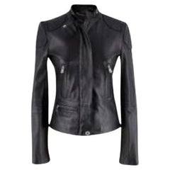 Black leather biker jacket