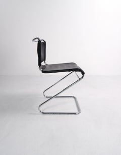 Black Leather 'Biscia' Chair by Pascal Mourgue, France, c.1960