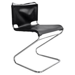 Black Leather 'Biscia' Chair by Pascal Mourgue, France, c.1960