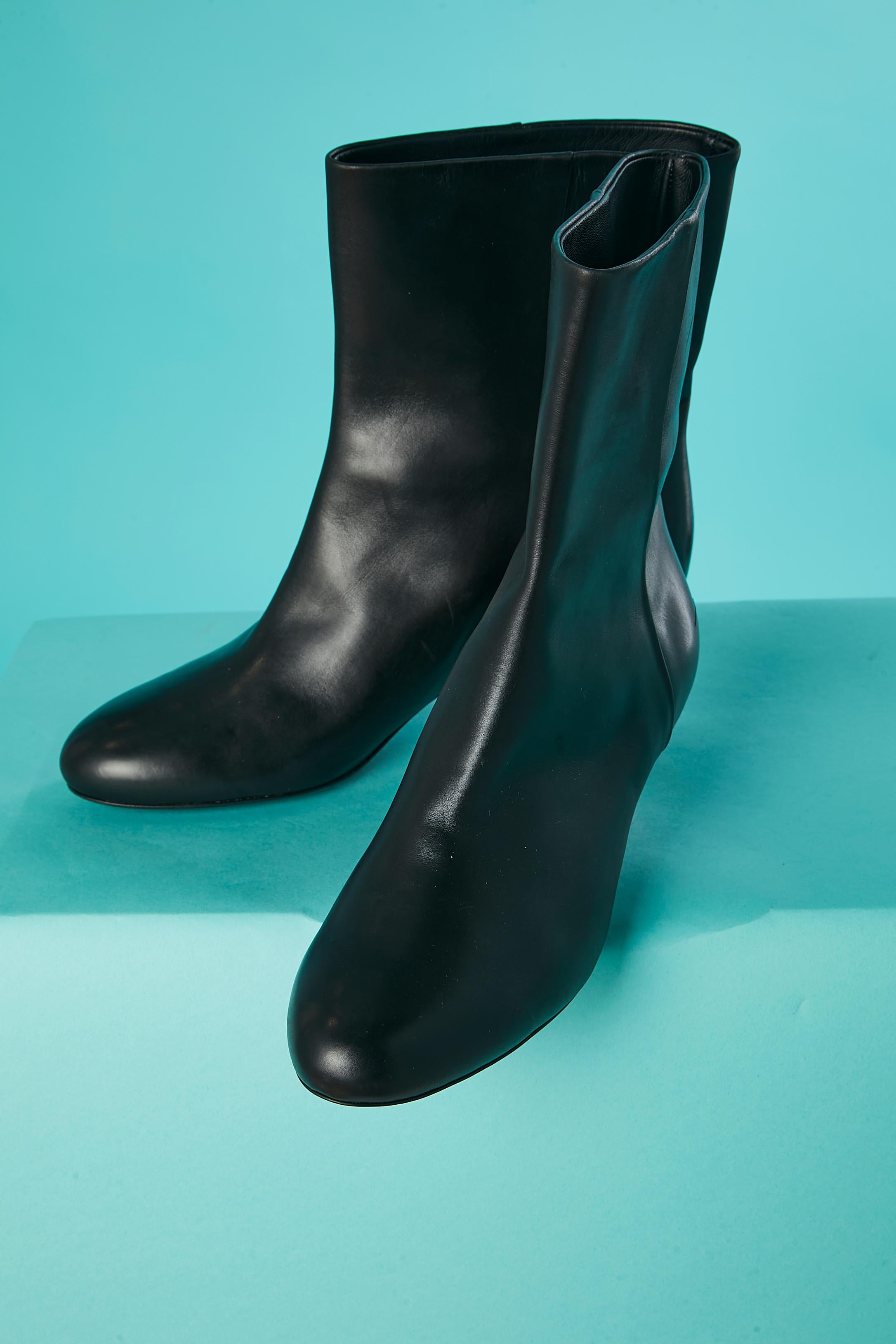 Black leather booties with 
