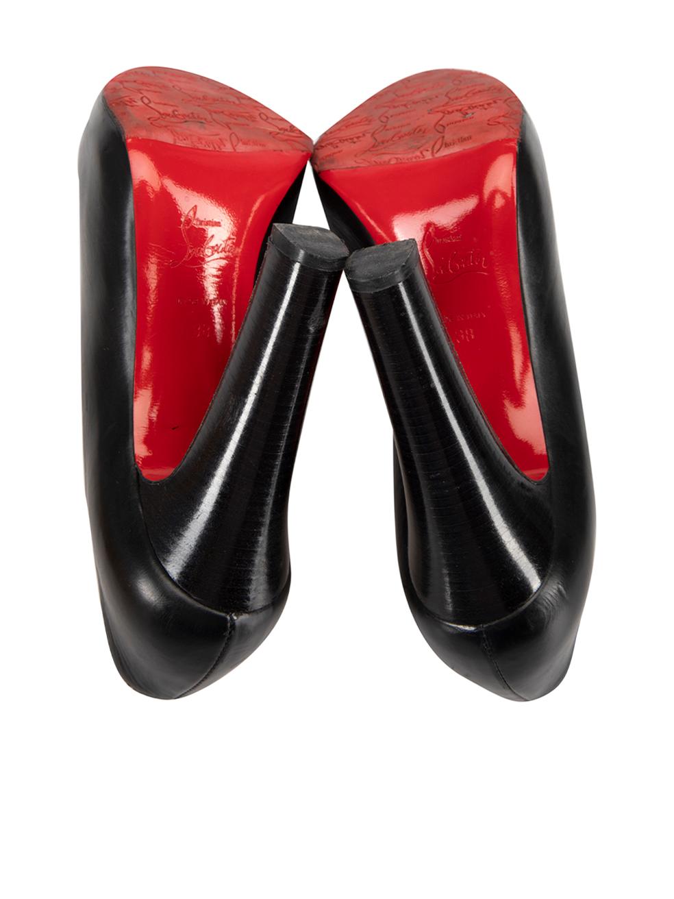 Women's Christian Louboutin Black Leather Bootypump Heels Size FR 39