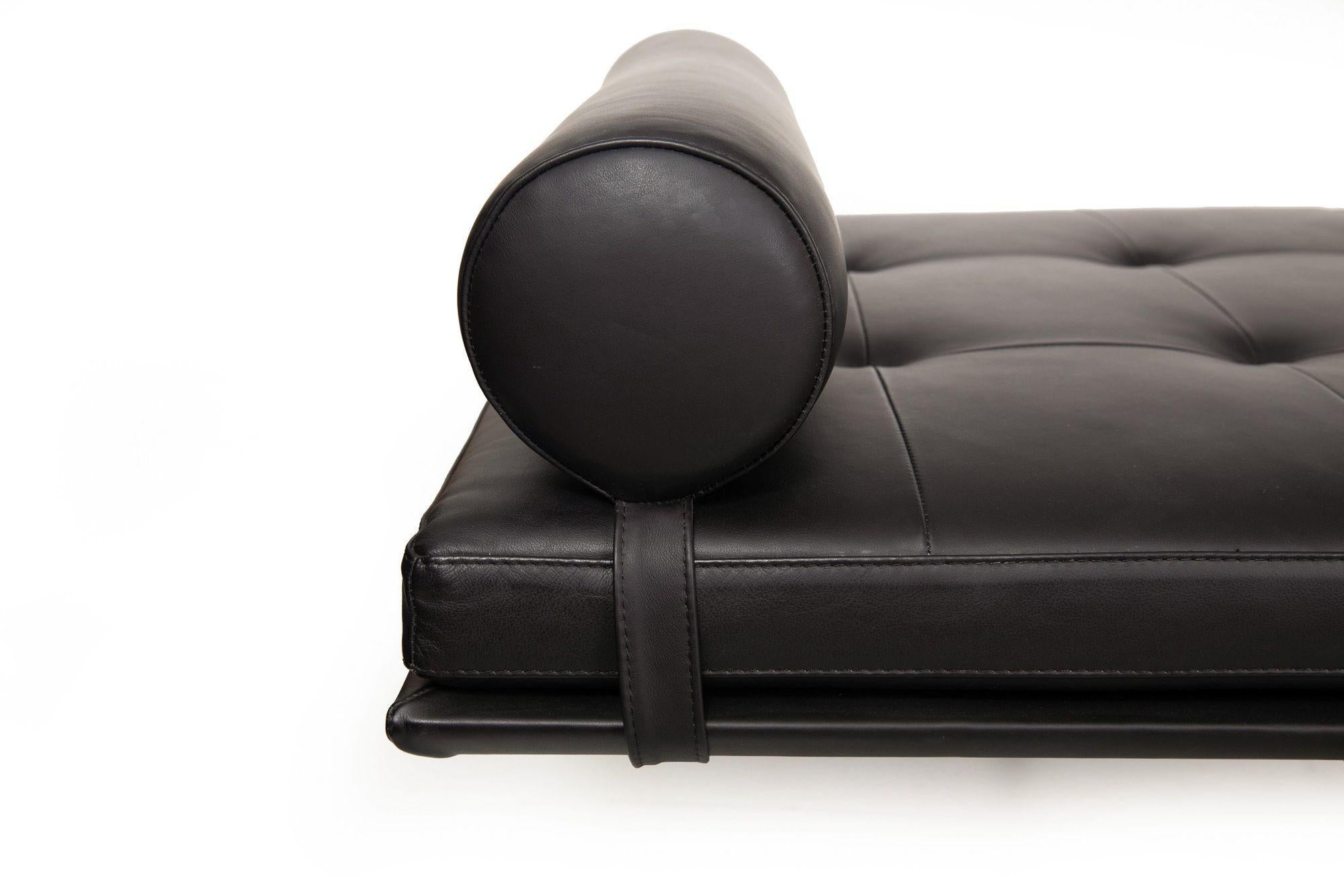 Black Leather Brass “Twelve Daybed” by Massimo Castagna for Gallotti & Radice 4