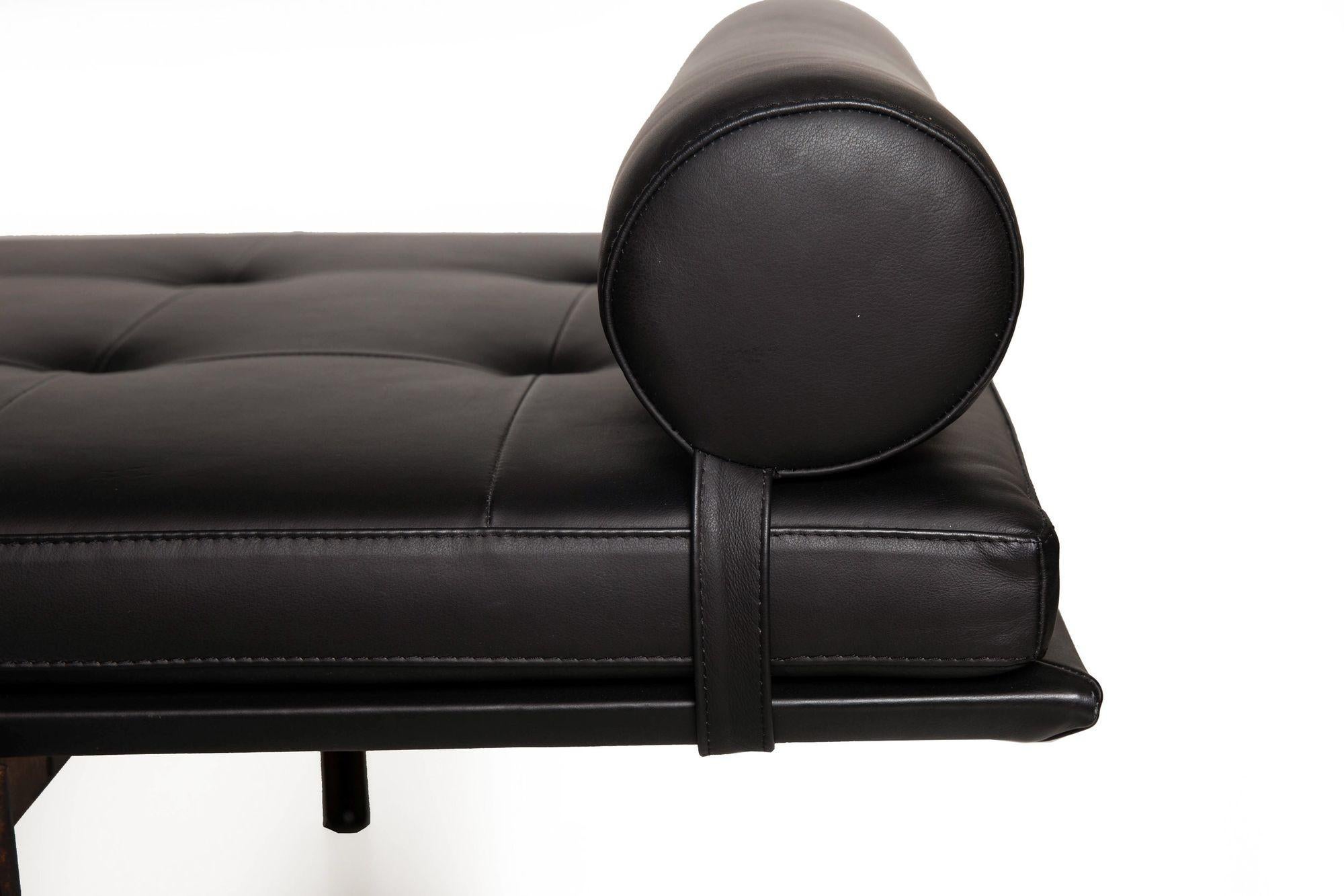 Black Leather Brass “Twelve Daybed” by Massimo Castagna for Gallotti & Radice 9