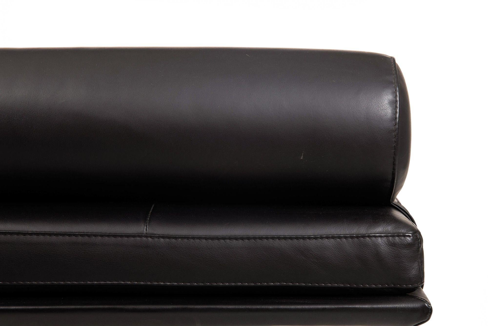 Black Leather Brass “Twelve Daybed” by Massimo Castagna for Gallotti & Radice 10
