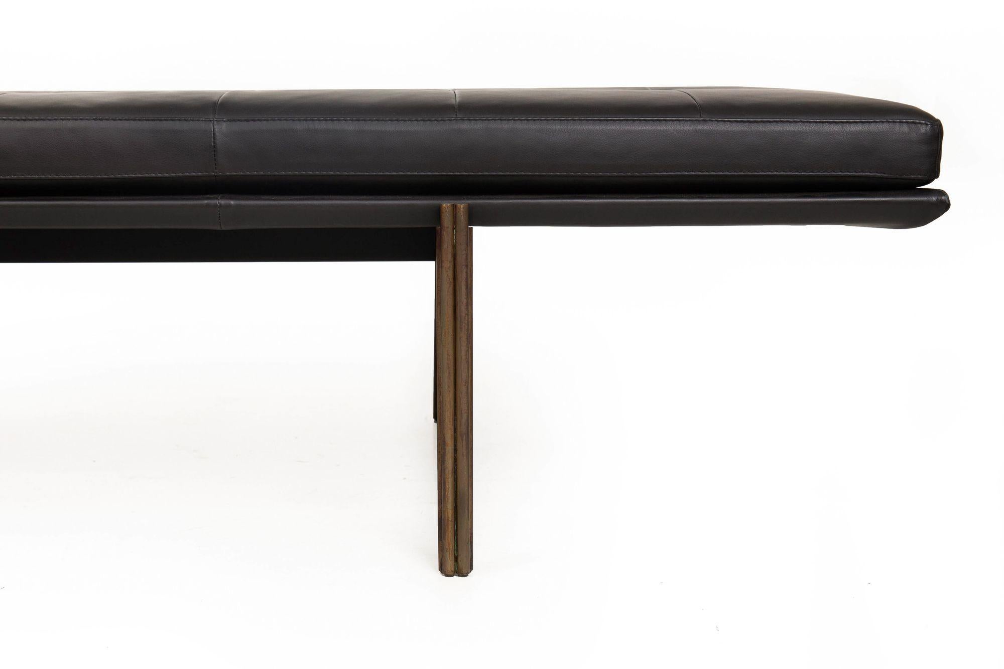 Black Leather Brass “Twelve Daybed” by Massimo Castagna for Gallotti & Radice 1