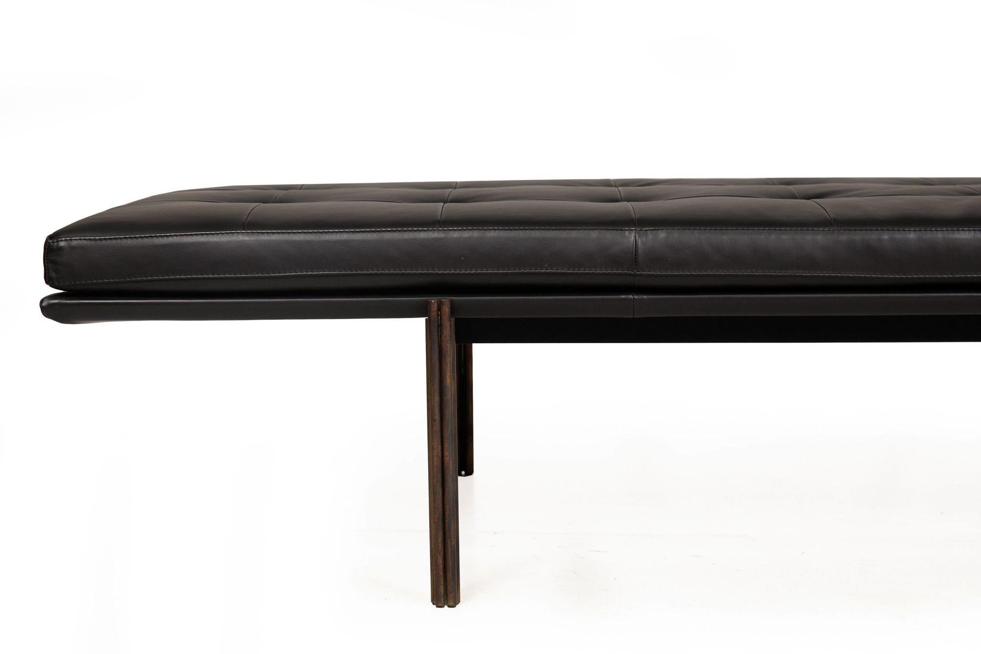 Black Leather Brass “Twelve Daybed” by Massimo Castagna for Gallotti & Radice 2