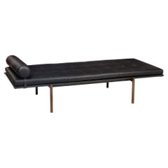 Black Leather Brass “Twelve Daybed” by Massimo Castagna for Gallotti & Radice