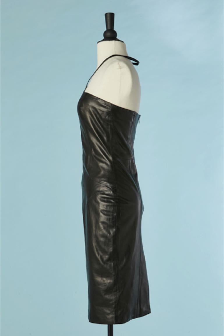 Women's Black leather bustier dress Gianni Versace For Sale