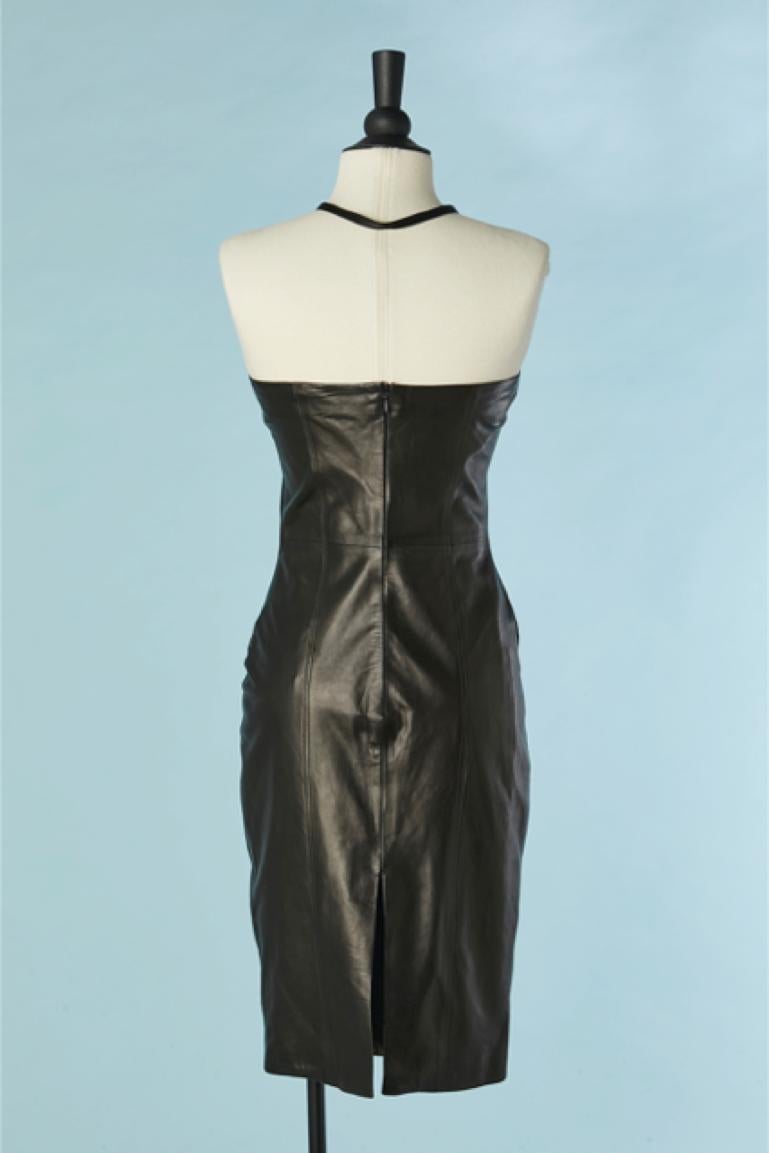 Black leather bustier dress Gianni Versace For Sale 1