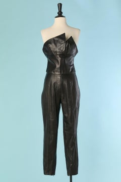 Black leather bustier jumpsuit ALEXANDRE VAUTHIER COUTURE