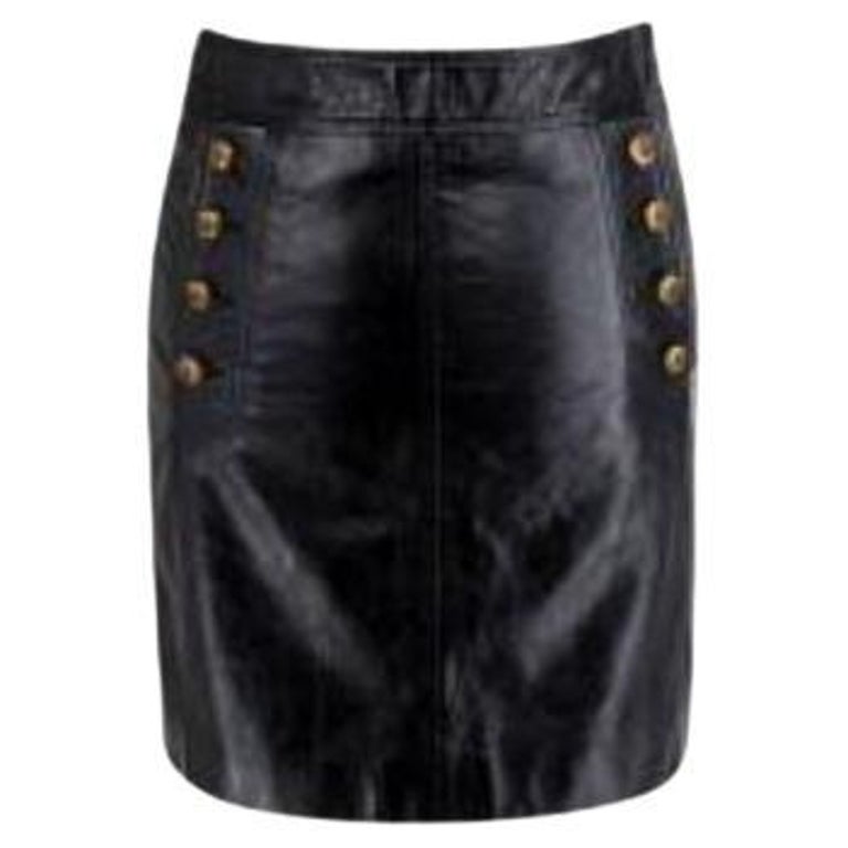 black leather buttoned mini skirt For Sale at 1stDibs
