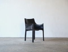 Black Leather Cab 413 Chair by Mario Bellini, Cassina, Italy, 1980s