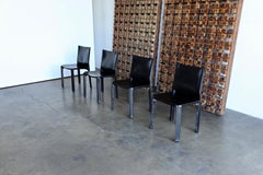 Black Leather "Cab" Chairs by Mario Bellini for Cassina, circa 1980