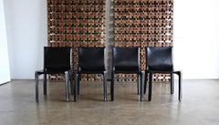 Black Leather "Cab" Chairs by Mario Bellini for Cassina