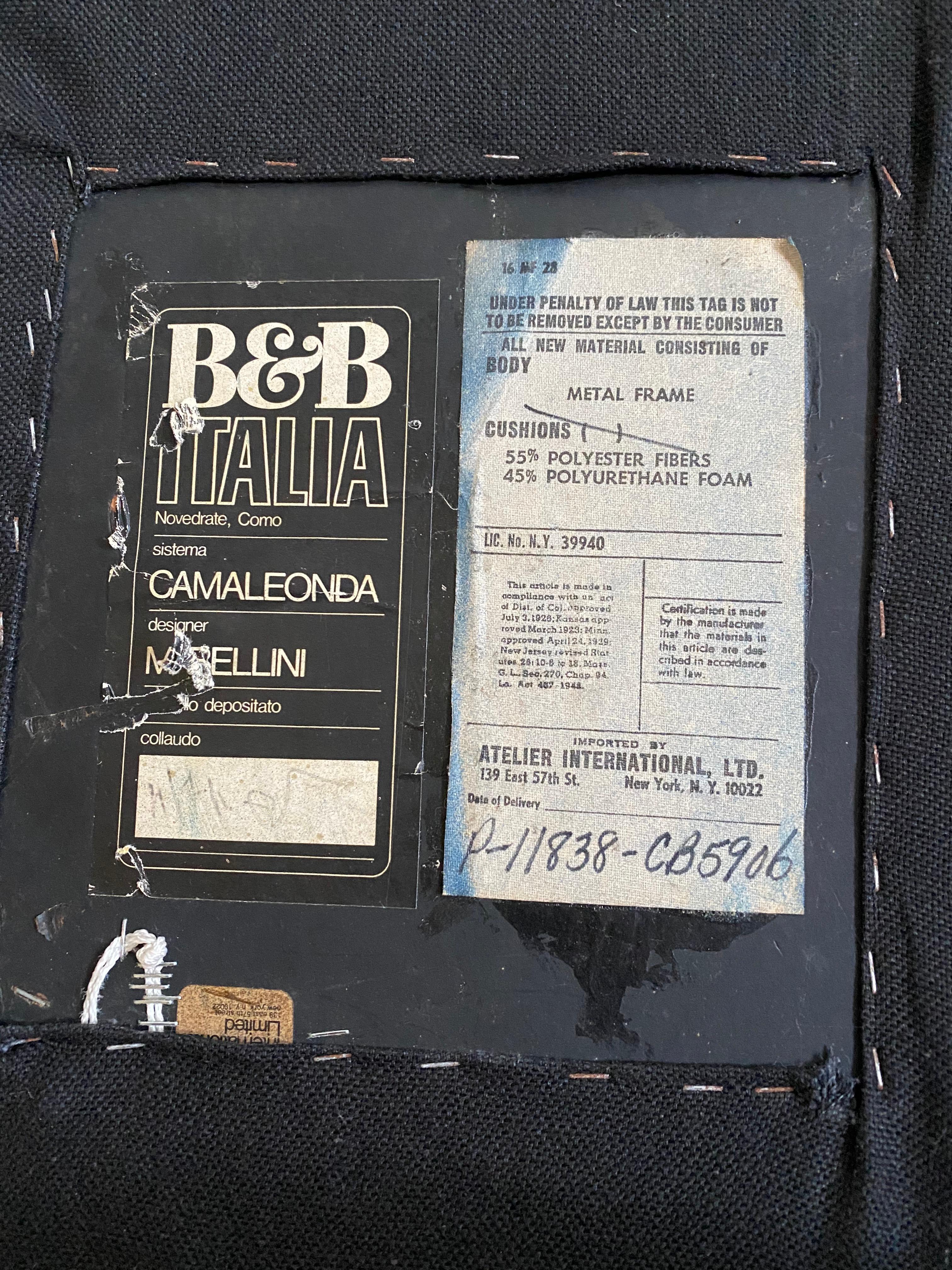 Black Leather Camaleonda by Mario Bellini for B&B Italia 1