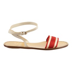 Black Leather Canvas Web Sandals Size IT 37