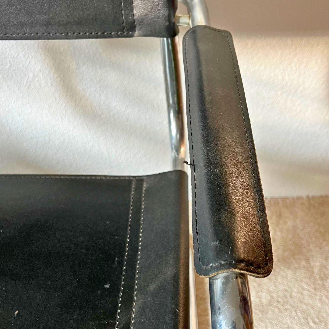 Metal Black leather chair in the style of Mart Stam & Marcel Breuer, 1980s