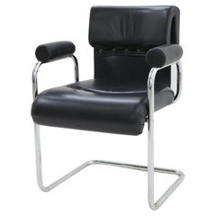 Black Leather Chair by Guido Faleschini, 1970s