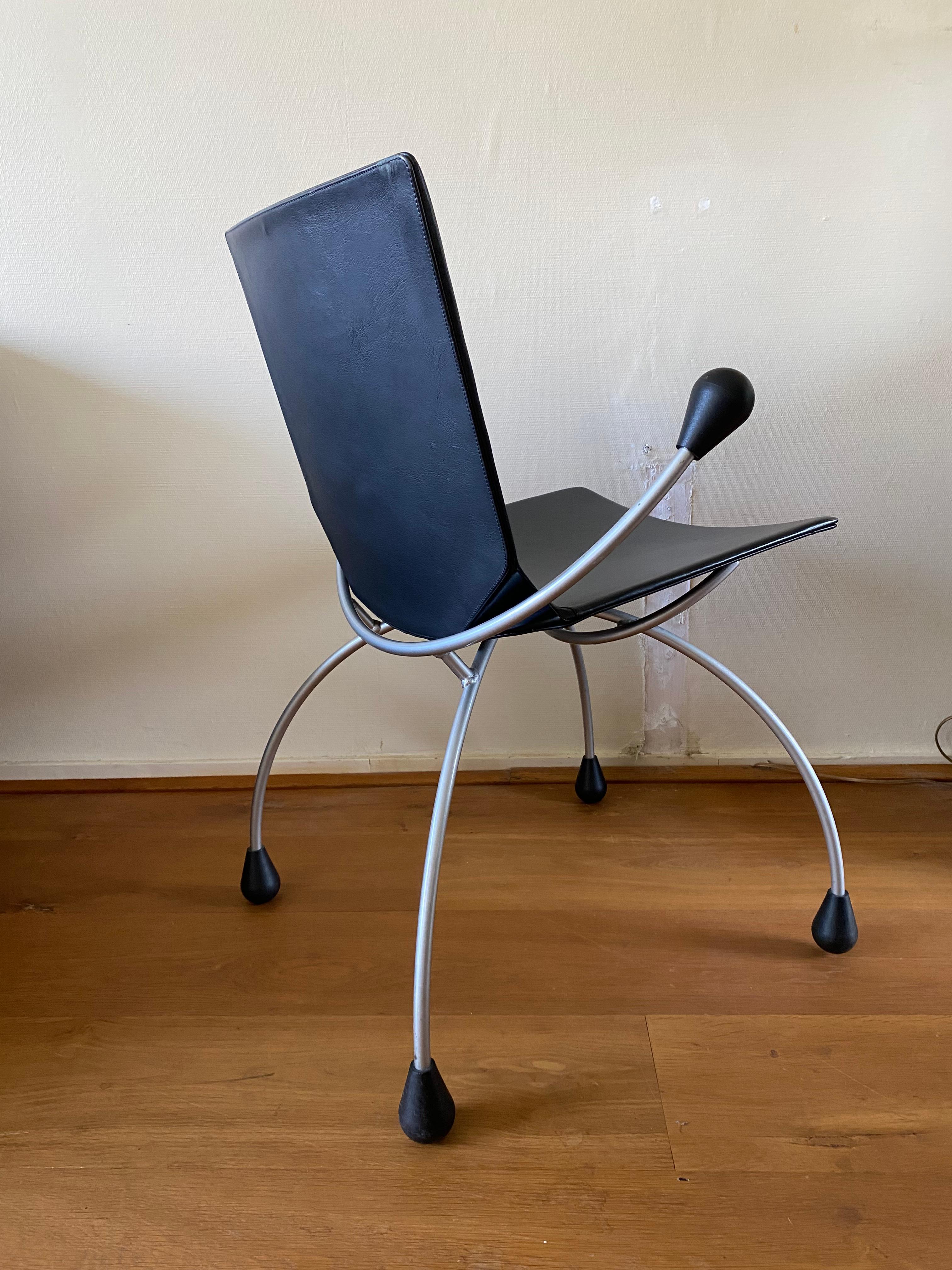 Black Leather chair by Karel Boonzaaier and Pierre Mazairac In Good Condition For Sale In Schagen, NL