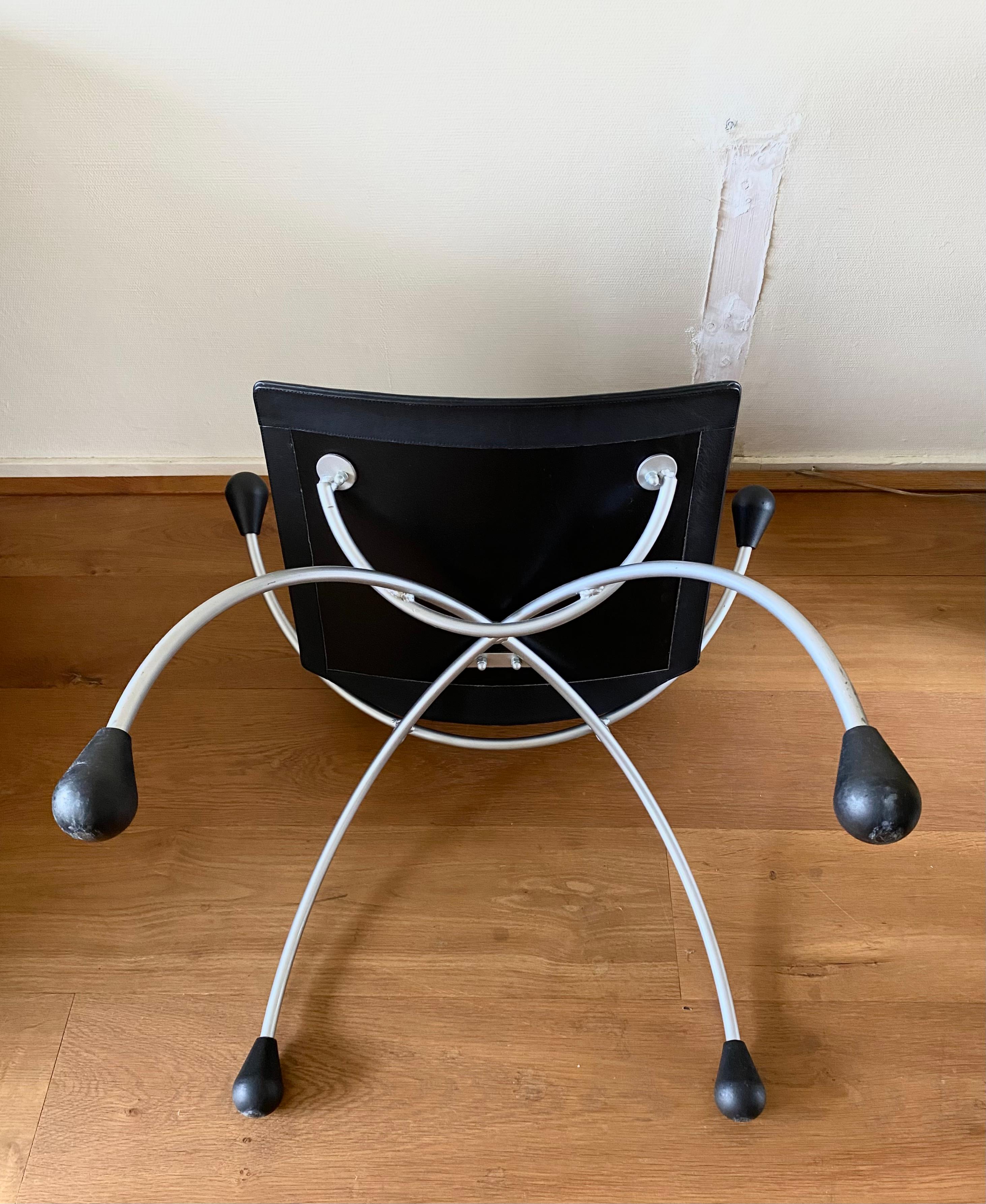 Black Leather chair by Karel Boonzaaier and Pierre Mazairac For Sale 1