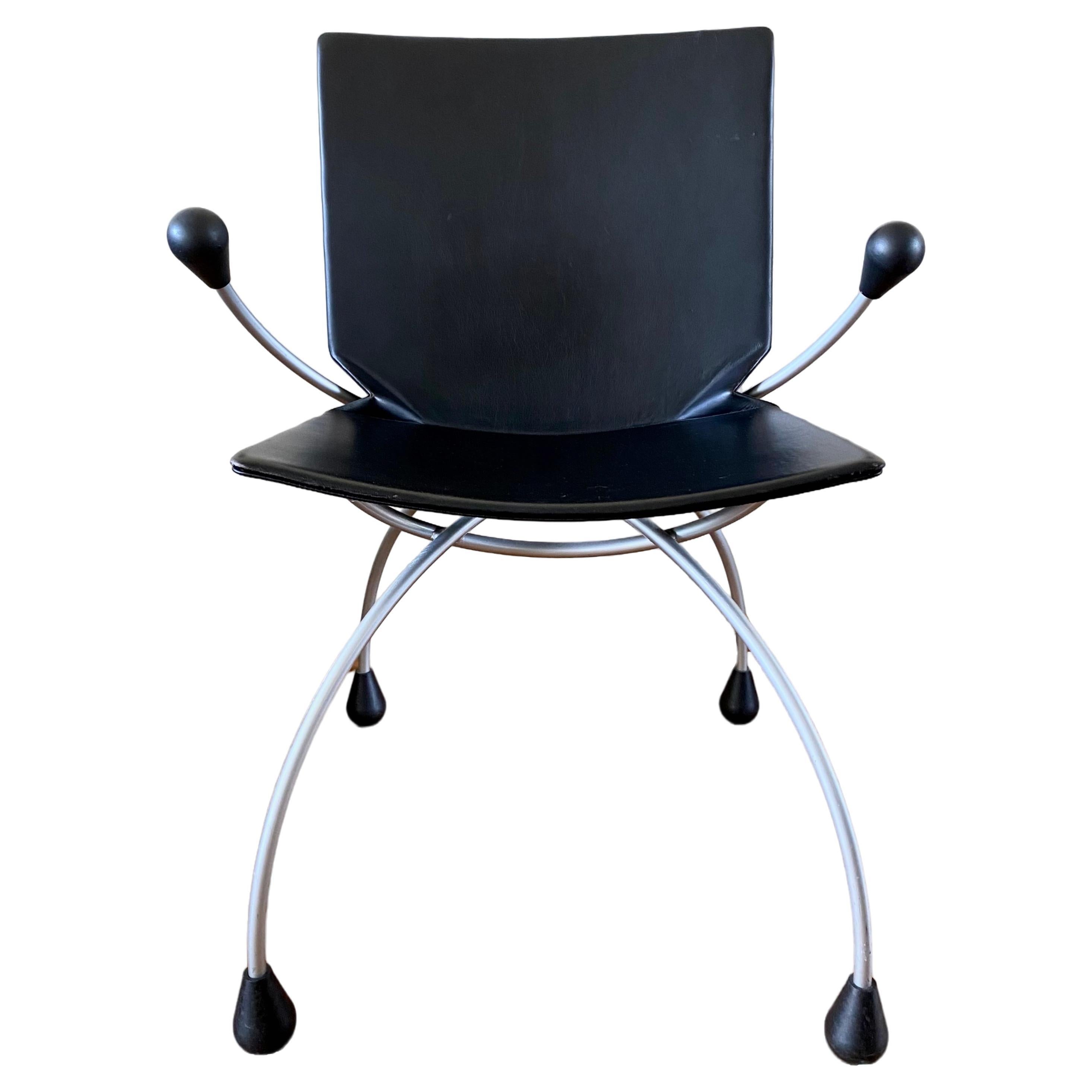 Black Leather chair by Karel Boonzaaier and Pierre Mazairac For Sale