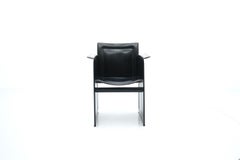 Black Leather Chair Solaria by Arrben, Italy, 1980s