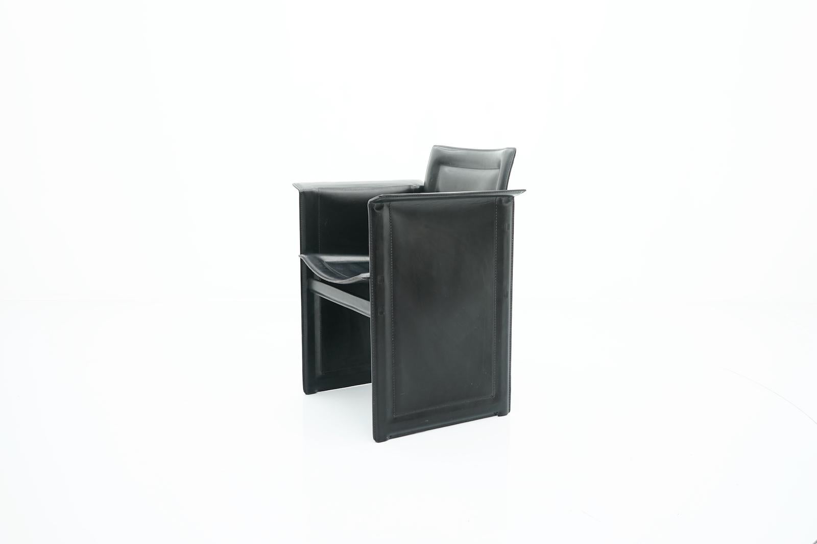 Post-Modern Black Leather Chair Solaria by Arrben, Italy, 1980s
