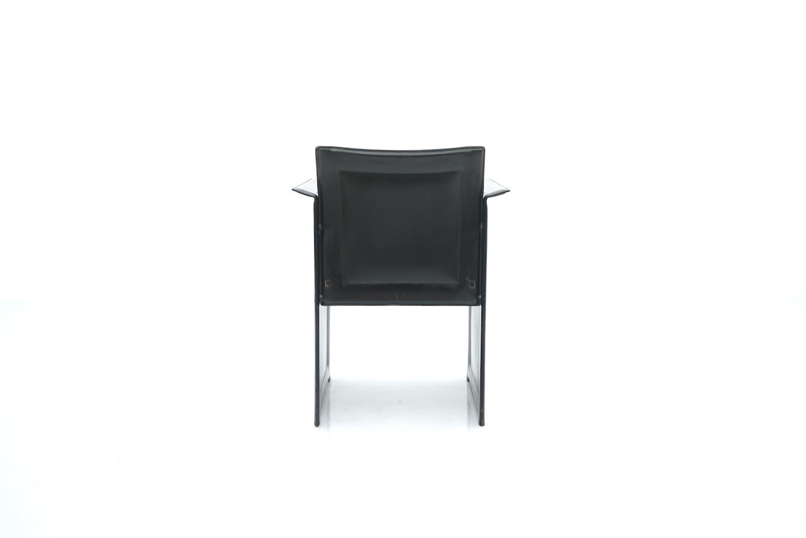 Black Leather Chair Solaria by Arrben, Italy, 1980s In Good Condition In Frankfurt / Dreieich, DE