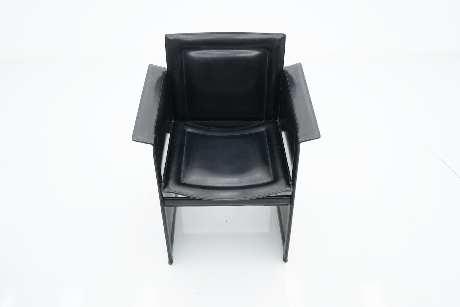 Black Leather Chair Solaria by Arrben, Italy, 1980s 3