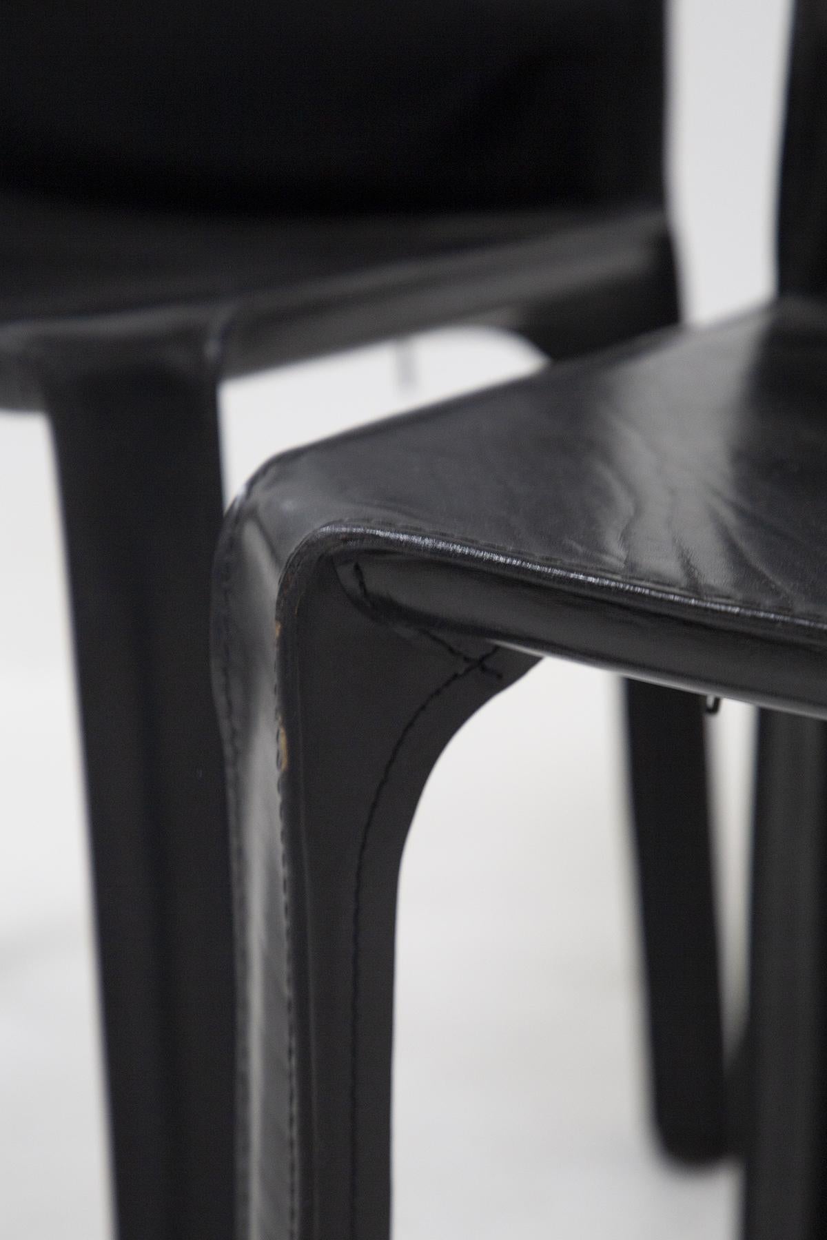 Black Leather Chairs by Mario Bellini for Cassina In Good Condition In Milano, IT