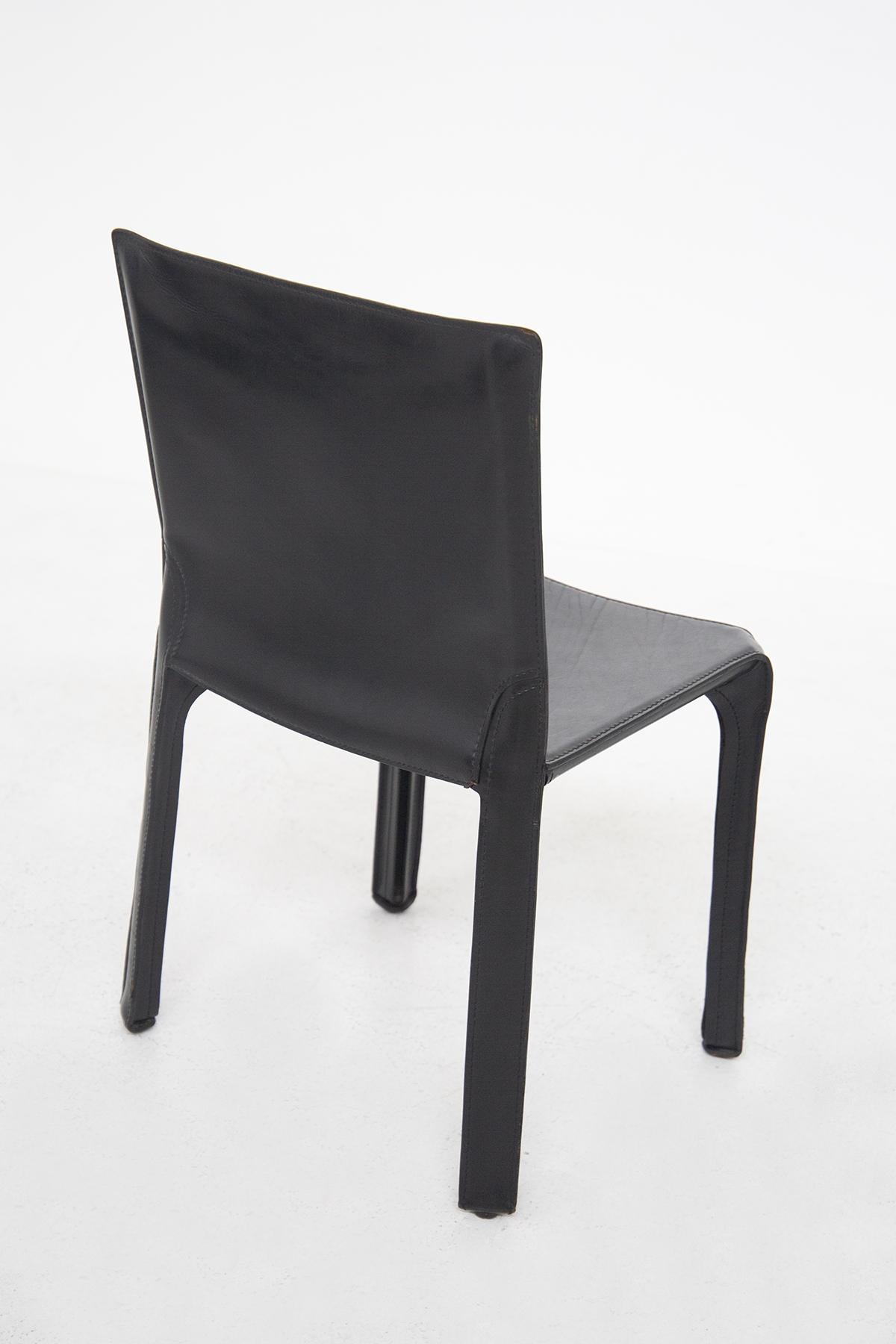 Black Leather Chairs by Mario Bellini for Cassina 2