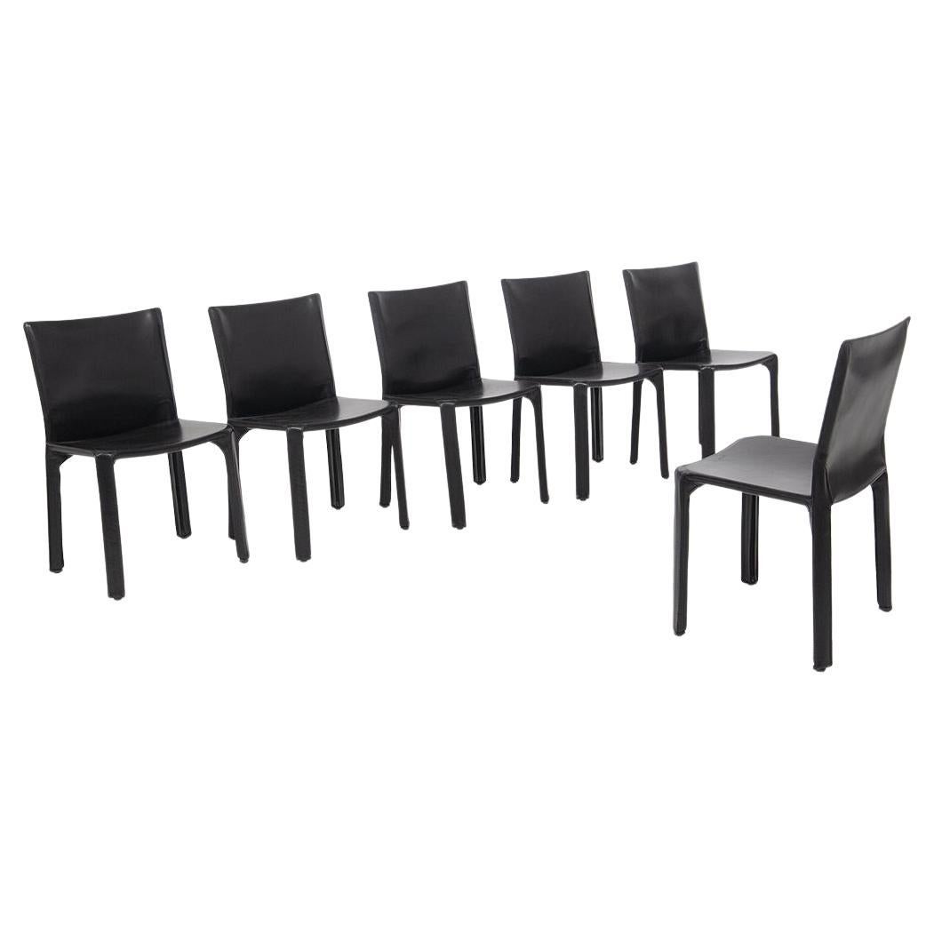Black Leather Chairs by Mario Bellini for Cassina
