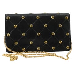 Black leather Chanel CC Button Flap shoulder bag with gold-tone hardware