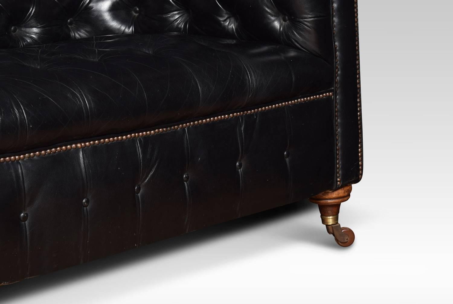 British Black Leather Chesterfield