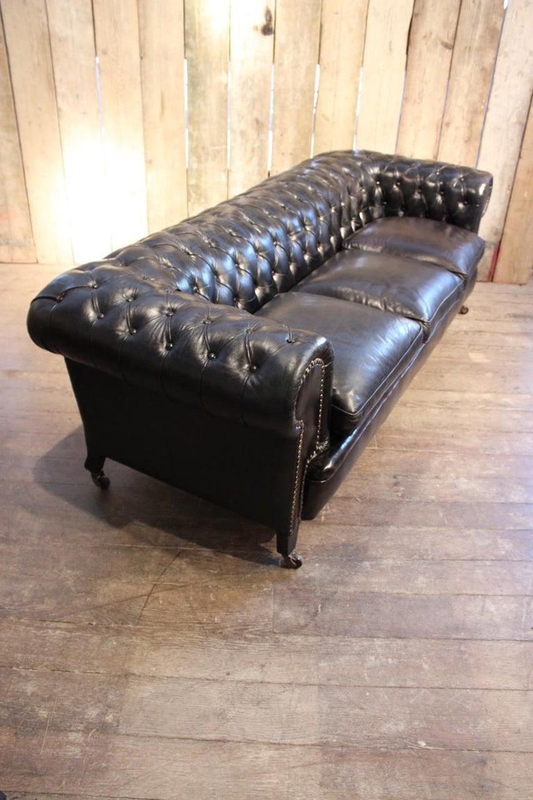 Black Leather Chesterfield Sofa at 1stDibs